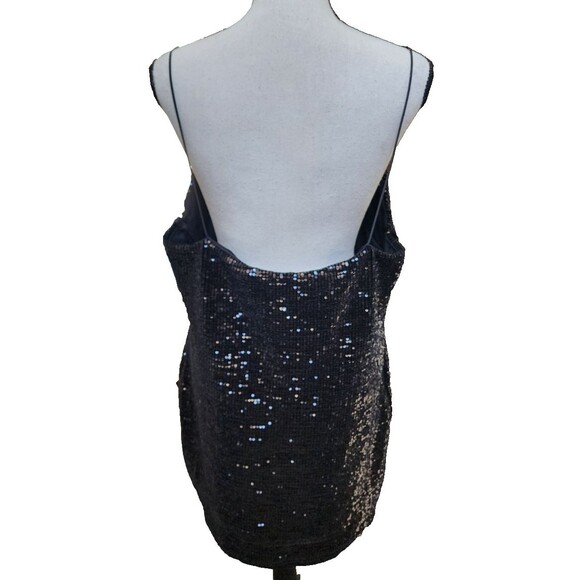 Sky Plus Black Sequin Minidress Size 2X Bodycon Lined - Picture 3 of 9